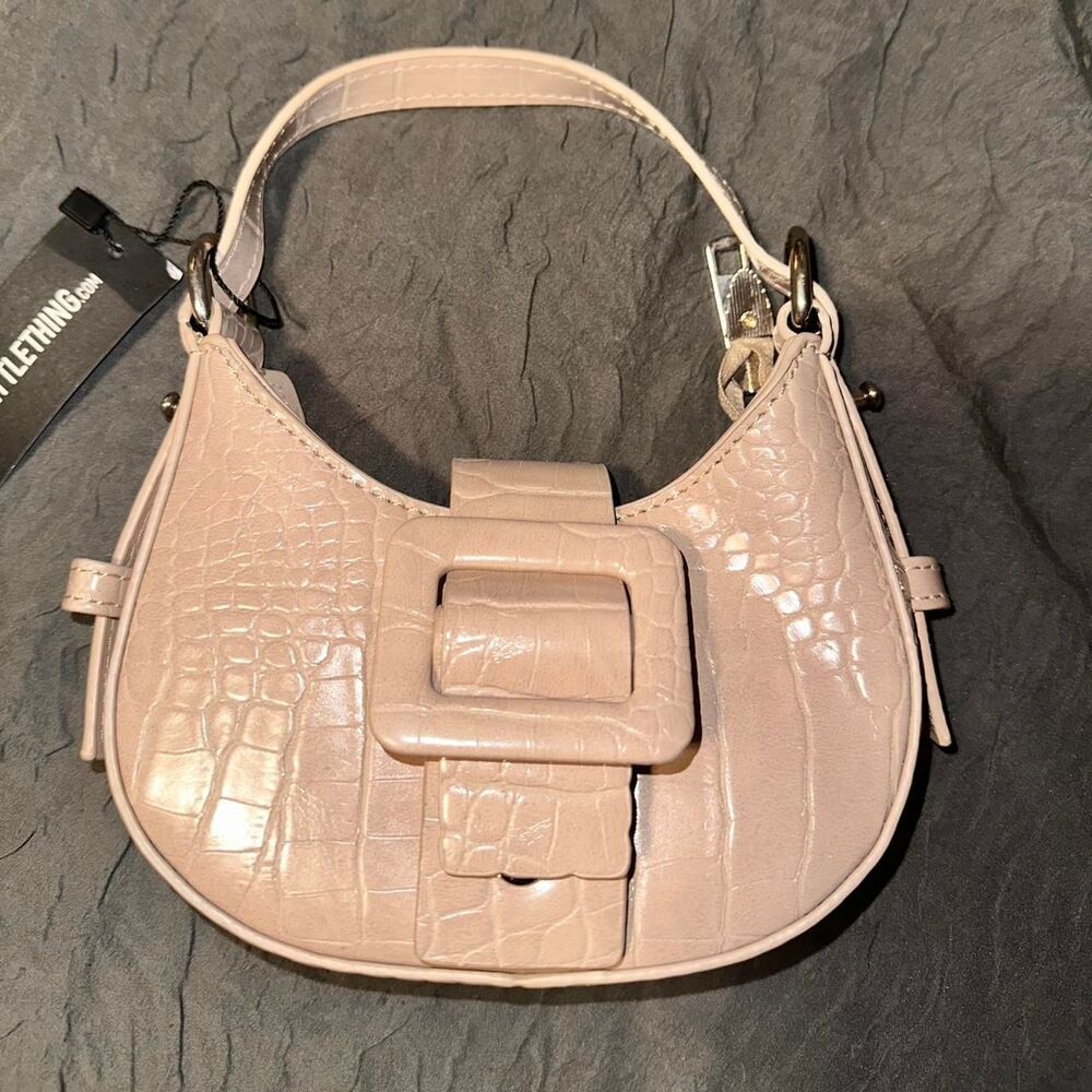 Pretty Little Thing Nude Croc-Embossed Top Handle Shoulder Bag.  Make An OFFER!